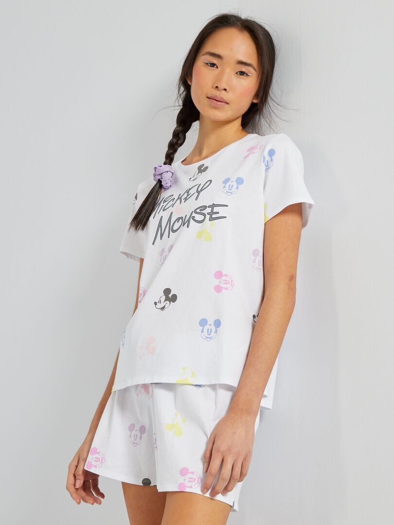 Pyjama court 'Mickey' - 2 pièces blanc - Kiabi