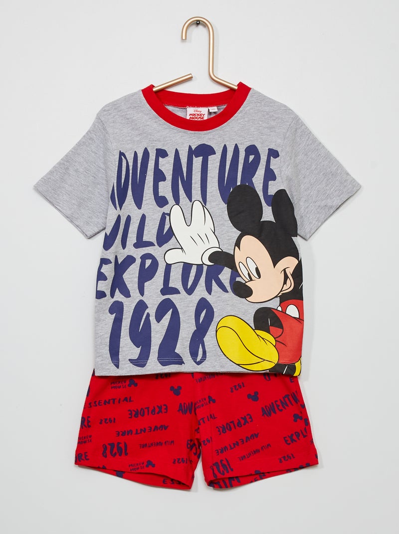 Pyjama court 'Mickey' gris/rouge - Kiabi