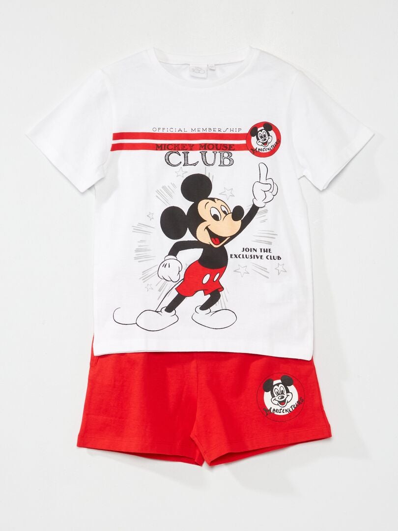 Pyjama court 'Mickey Mouse Club' - 2 pièces blanc - Kiabi