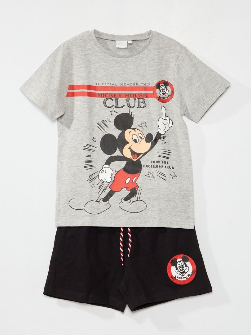 Pyjama court 'Mickey Mouse Club' - 2 pièces gris - Kiabi