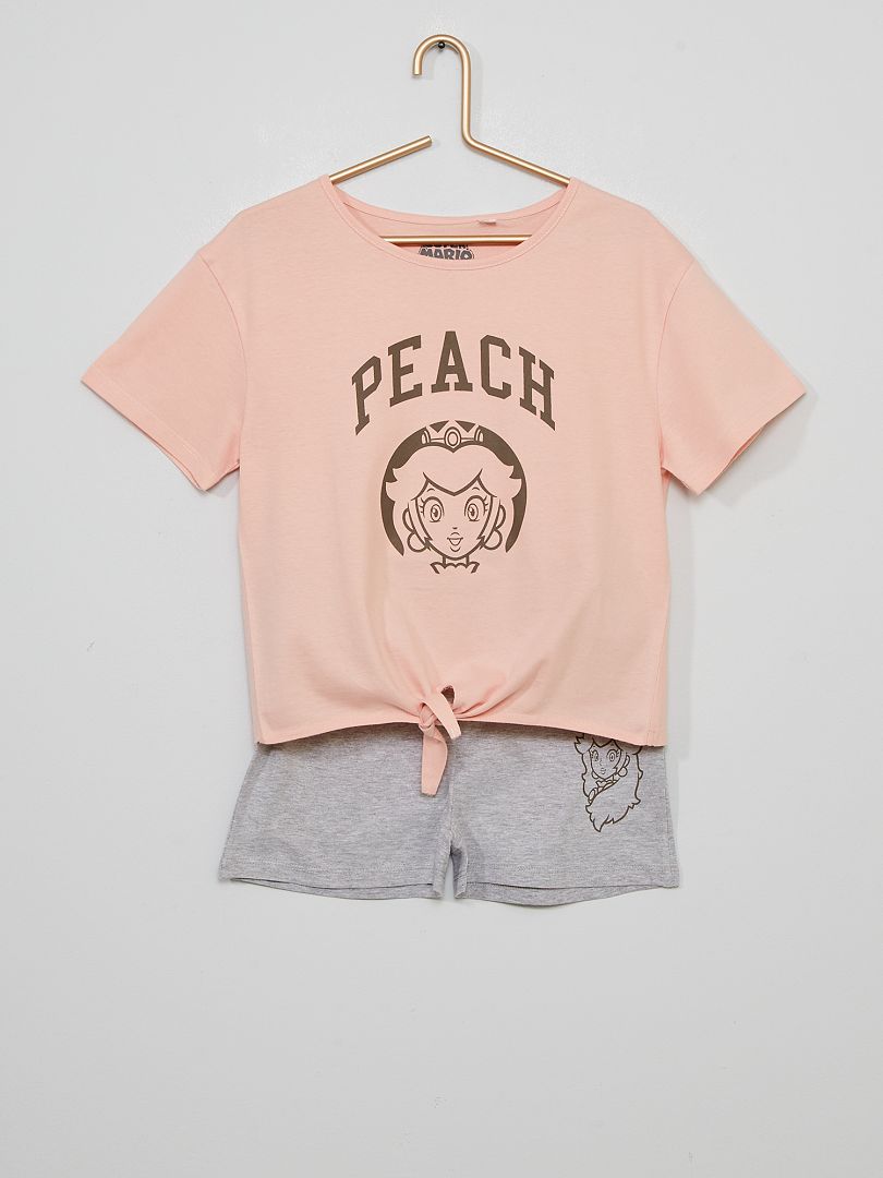 Pyjama court 'Peach' rose/gris - Kiabi