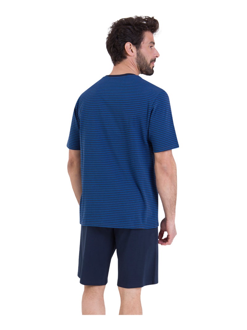 Pyjama court rayures homme L'Escale Athena Bleu - Kiabi