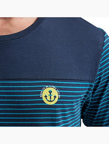 Pyjama court col rond homme Rayures Ocean Club Athena