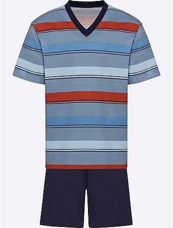 Pyjama Court Rayures Tendance - Taille Standard - Moda Vilona