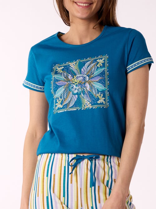 Pyjama court SAMBA bleu - MELISSA BROWN - Kiabi Pyjama court SAMBA bleu - MELISSA BROWN - Kiabi