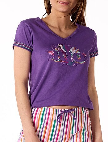 Pyjama court SAMBA violet - MELISSA BROWN