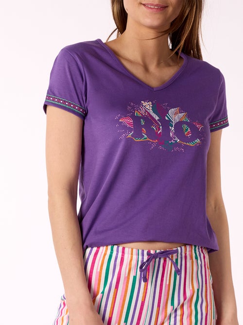 Pyjama court   SAMBA violet - MELISSA BROWN - Kiabi