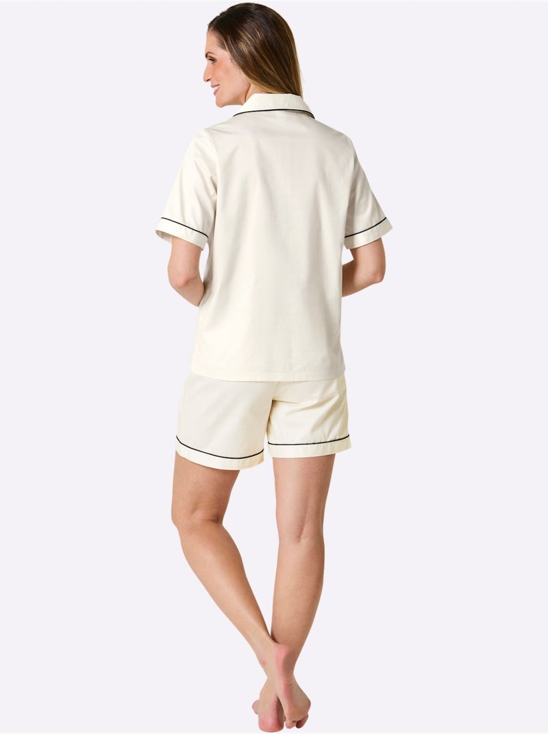 Pyjama Court Satin Coton - Taille Standard - Witt Ivoire - Kiabi