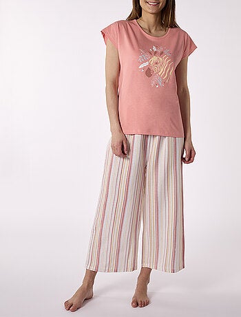 Pyjama court SAVANE Corail rayé - DODO