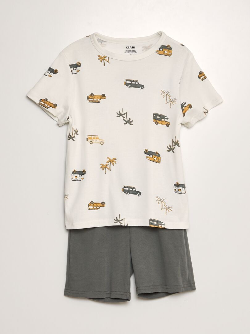 Pyjama court short + t-shirt - 2 pièces Blanc - Kiabi