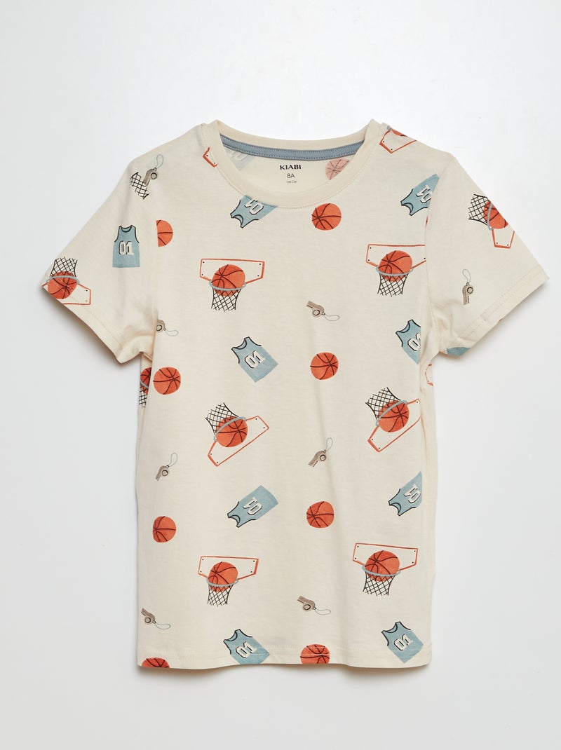 Pyjama court short + t-shirt - 2 pièces Blanc - Kiabi