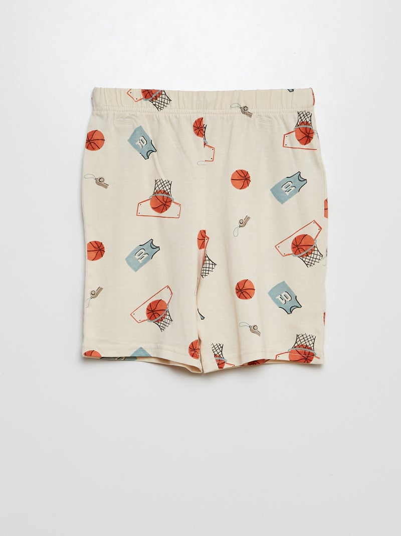Pyjama court short + t-shirt - 2 pièces Blanc - Kiabi