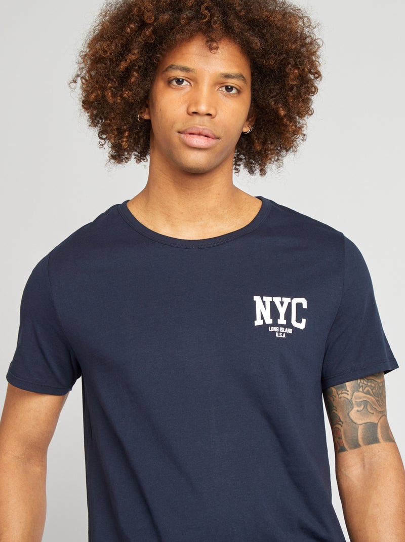 Pyjama court short + t-shirt - 2 pièces Marine - Kiabi