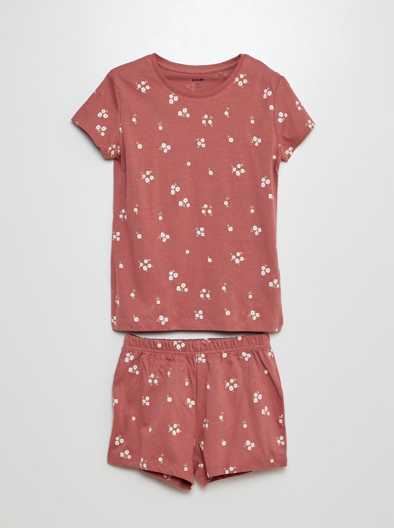 Pyjama court short + t-shirt - 2 pièces Rose - Kiabi