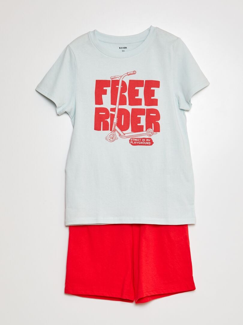 Pyjama court short + t-shirt - 2 pièces Rouge - Kiabi