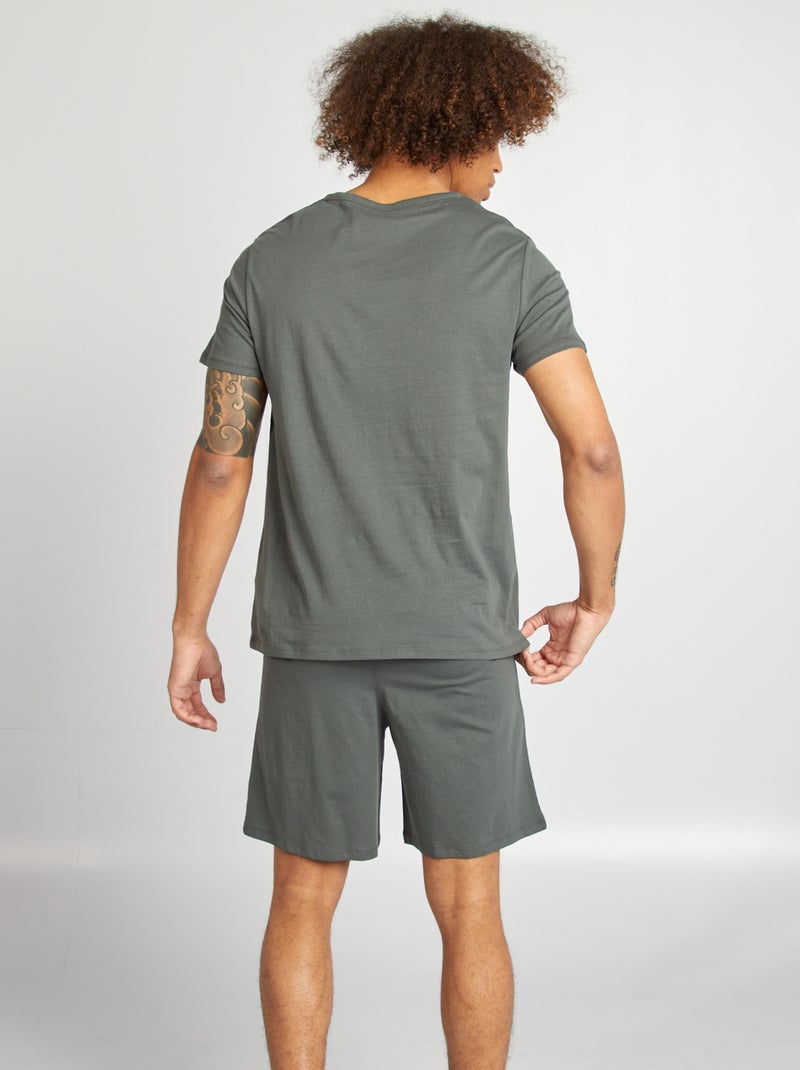 Pyjama court short + t-shirt - 2 pièces Vert - Kiabi
