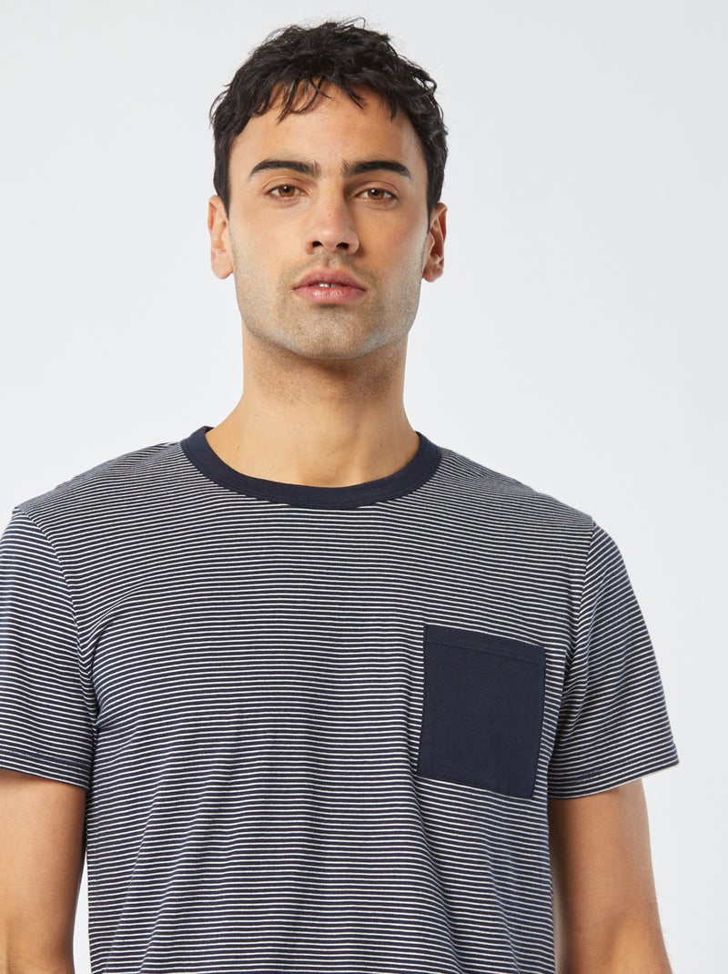 Pyjama court short + t-shirt - 2 poches BLEU - Kiabi