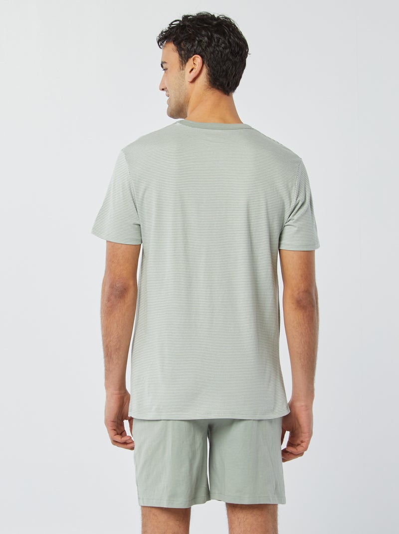 Pyjama court short + t-shirt - 2 poches VERT - Kiabi