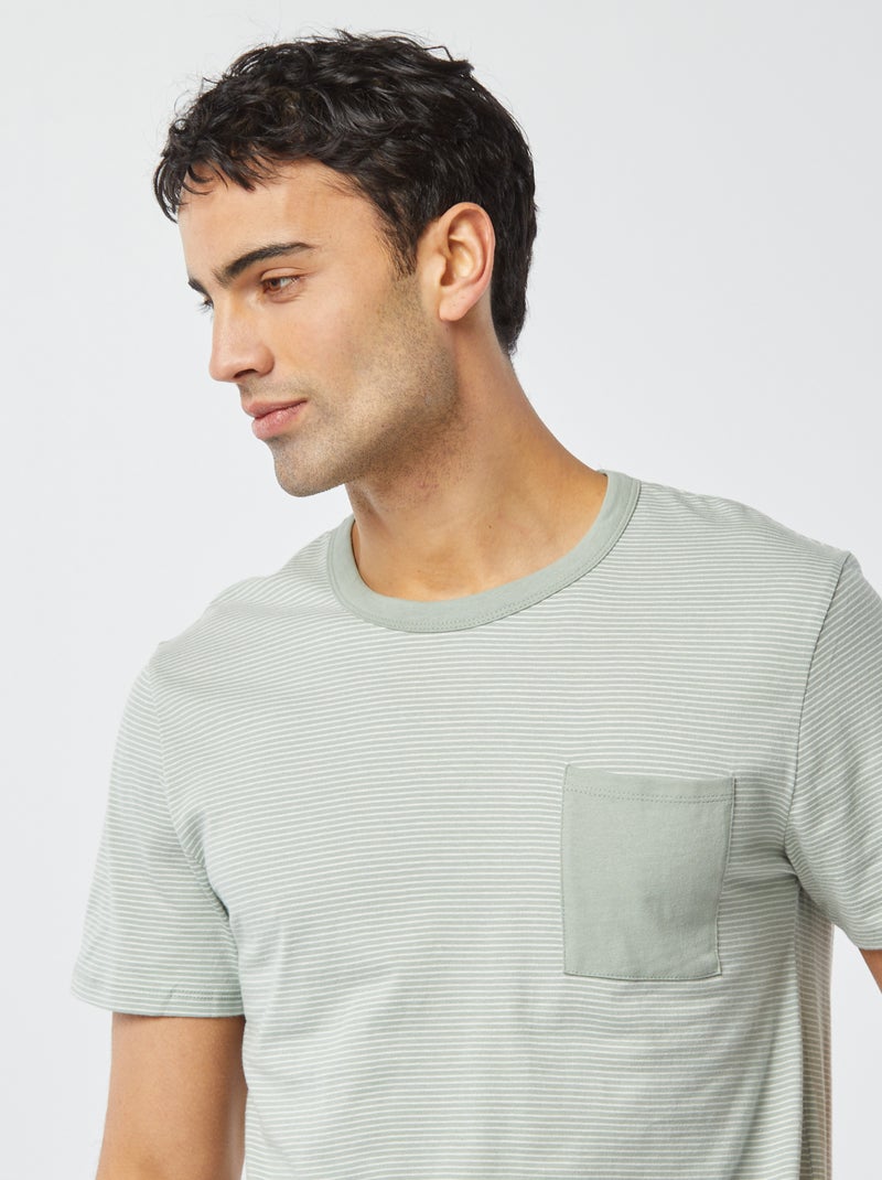 Pyjama court short + t-shirt - 2 poches VERT - Kiabi