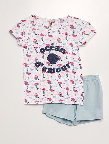 Pyjama court short + t-shirt 'hippocampe' - 2 pièces