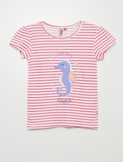 Pyjama court short + t-shirt 'hippocampe' - 2 pièces - Kiabi
