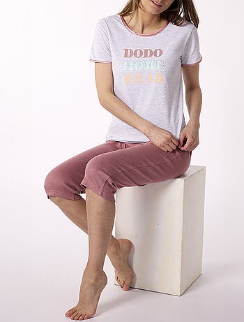 Pyjama court SIMPLICITE Gris/Rose - DODO