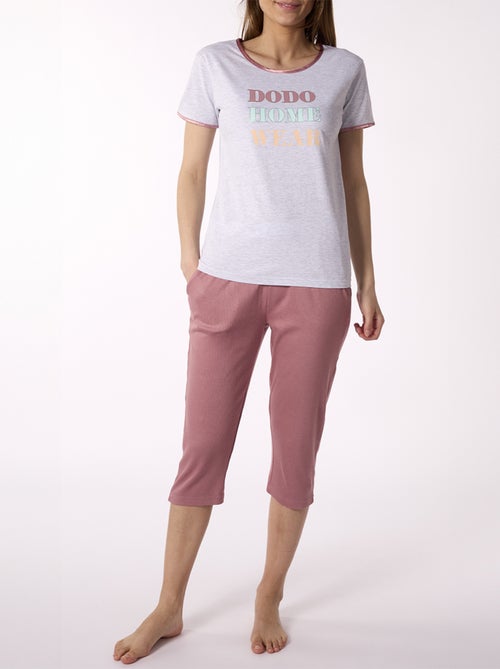 Pyjama court SIMPLICITE Gris/Rose - DODO - Kiabi Pyjama court SIMPLICITE Gris/Rose - DODO - Kiabi