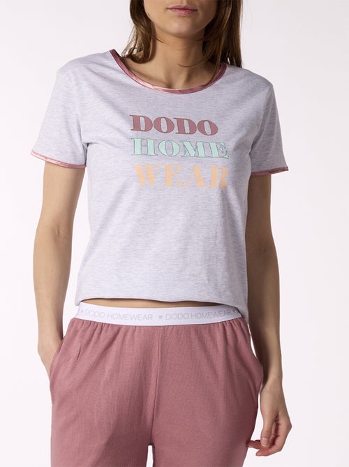 Pyjama court SIMPLICITE Gris/Rose - DODO - Kiabi Pyjama court SIMPLICITE Gris/Rose - DODO - Kiabi