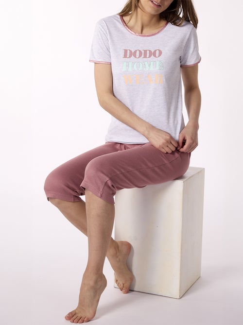Pyjama court SIMPLICITE Gris/Rose - DODO - Kiabi Pyjama court SIMPLICITE Gris/Rose - DODO - Kiabi
