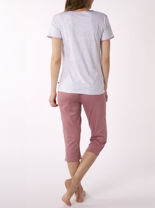 Pyjama court SIMPLICITE Gris/Rose - DODO - Kiabi Pyjama court SIMPLICITE Gris/Rose - DODO - Kiabi