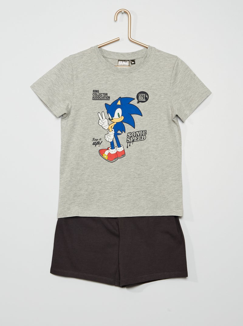 Pyjama court 'Sonic' Blanc/Noir - Kiabi