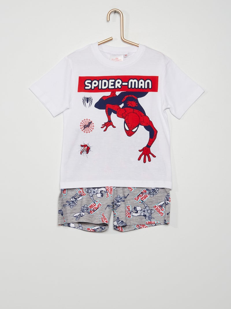 Pyjama court 'Spider-Man' blanc/gris - Kiabi