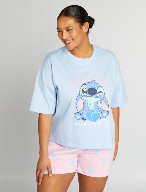 Pyjama court 'Stitch' en jersey - 2 pièces - Kiabi