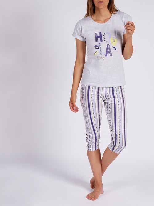 Pyjama court SUMMER LADY gris chiné - MELISSA BROWN - Kiabi Pyjama court SUMMER LADY gris chiné - MELISSA BROWN - Kiabi