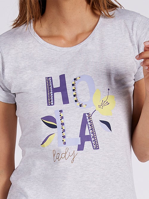 Pyjama court SUMMER LADY gris chiné - MELISSA BROWN - Kiabi Pyjama court SUMMER LADY gris chiné - MELISSA BROWN - Kiabi