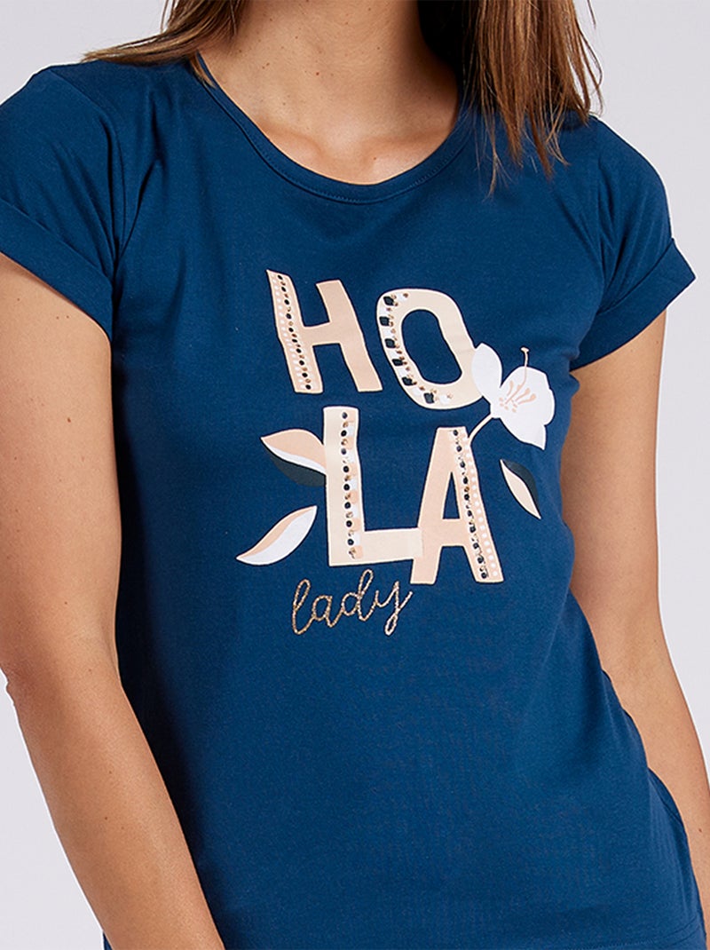 Pyjama court   SUMMER LADY marine - MELISSA BROWN Bleu foncé - Kiabi