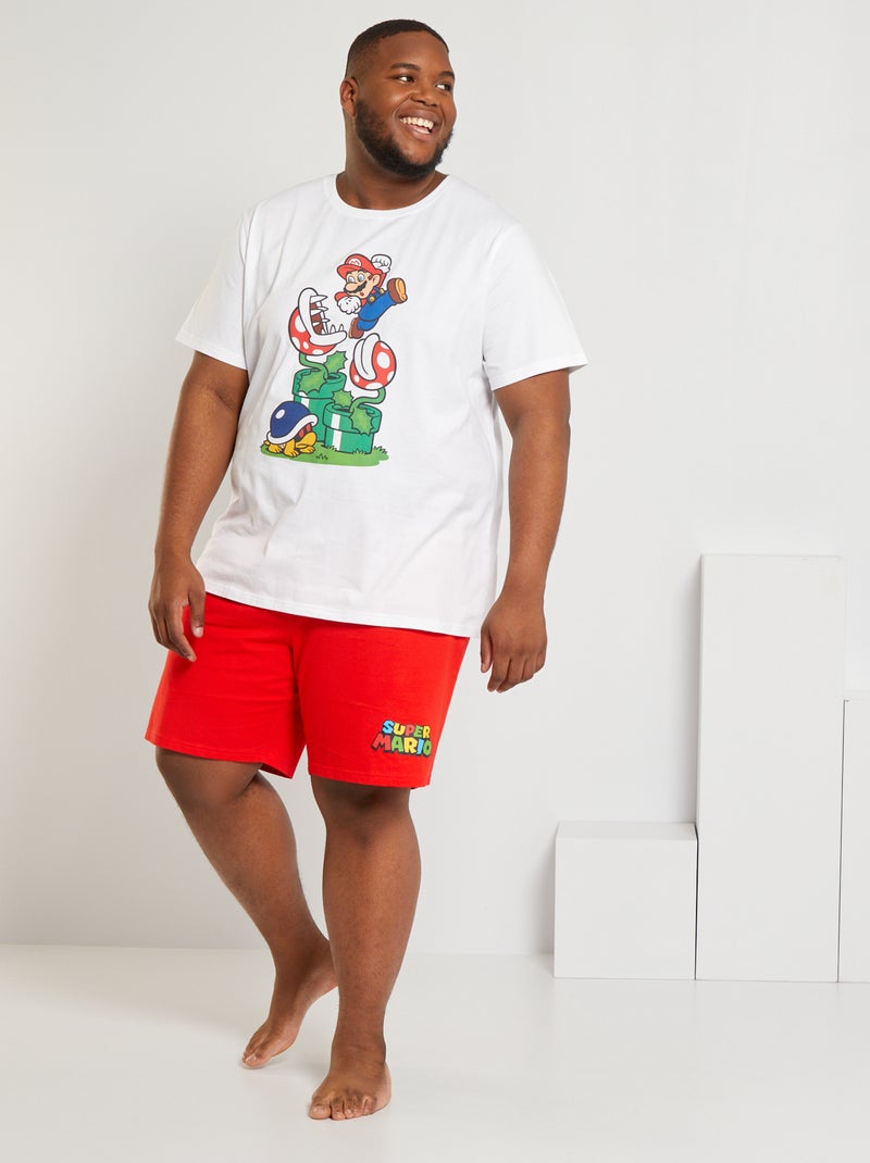 Pyjama court 'Super mario' blanc/rouge - Kiabi