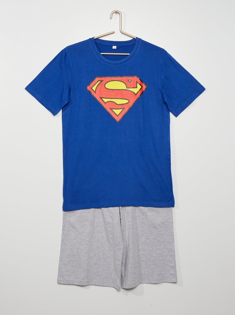 Pyjama court 'Superman' bleu/gris - Kiabi