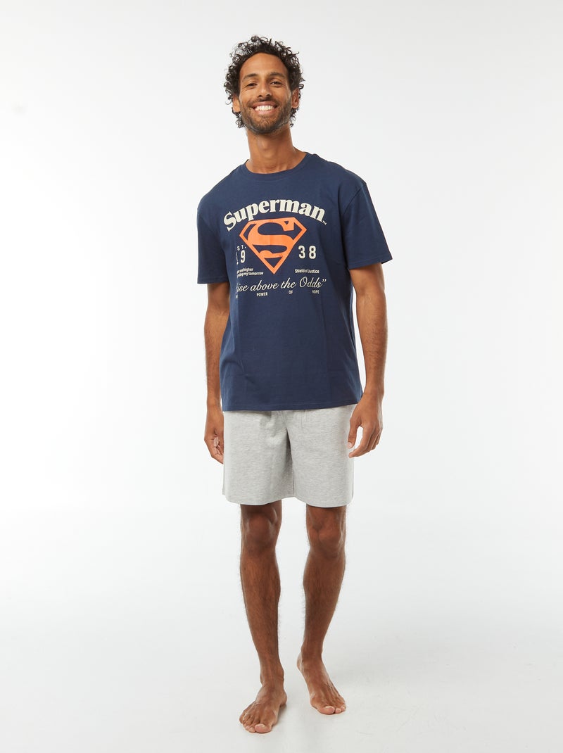 Pyjama court 'Superman' 'DC Comics' - 2 pièces Bleu - Kiabi