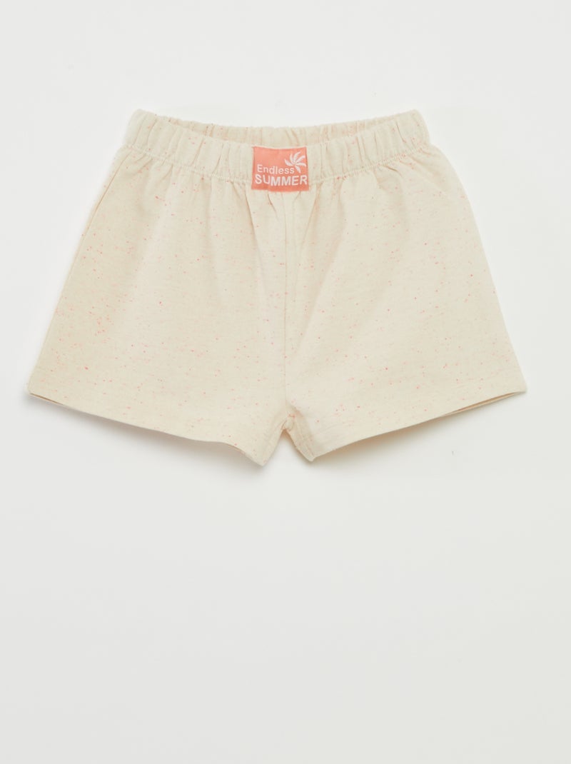 Pyjama court t-shirt + short - 2 pièces beige - Kiabi