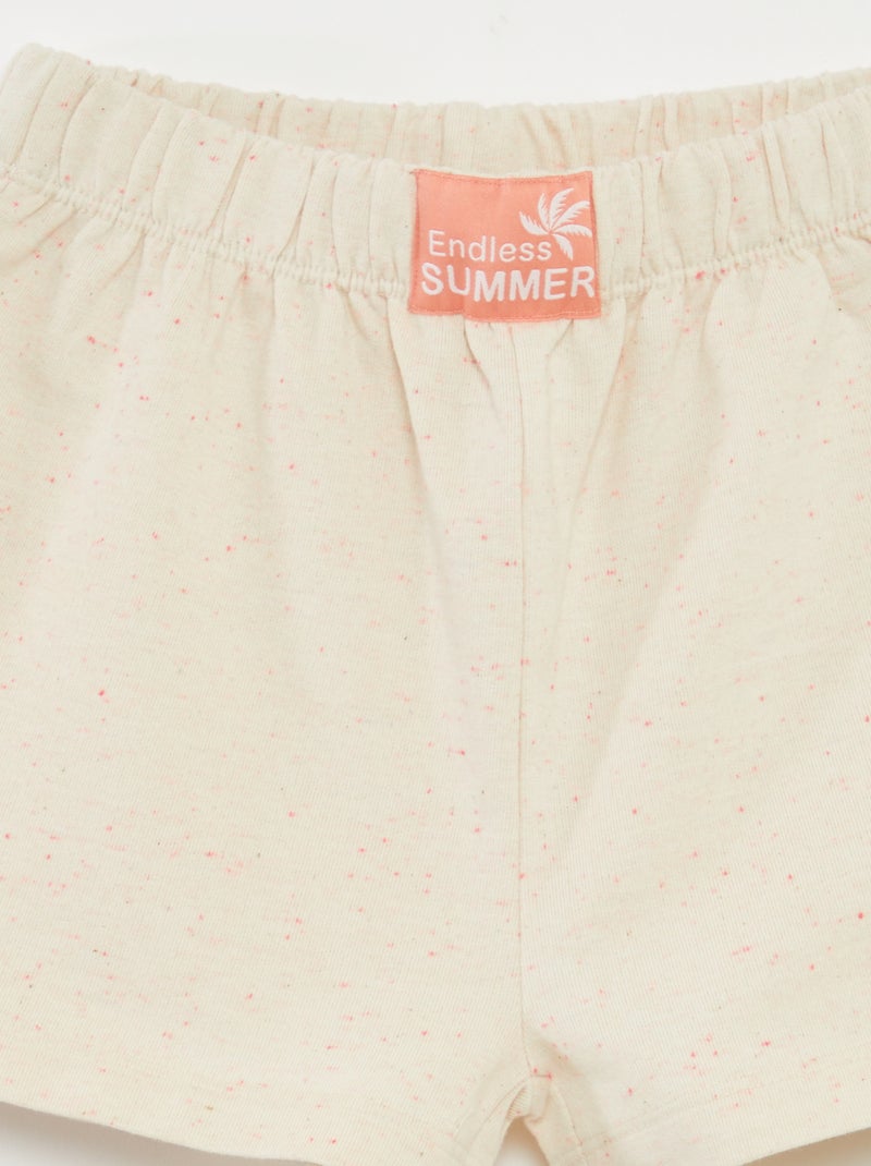 Pyjama court t-shirt + short - 2 pièces beige - Kiabi