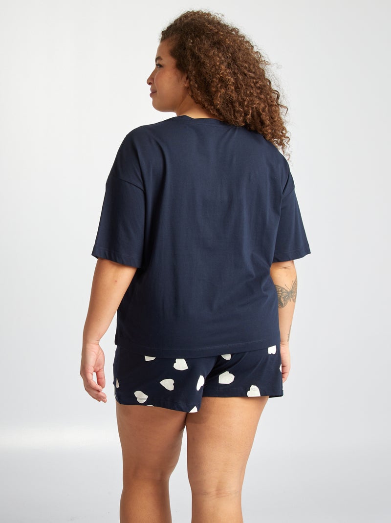 Pyjama court t-shirt + short - 2 pièces Marine - Kiabi