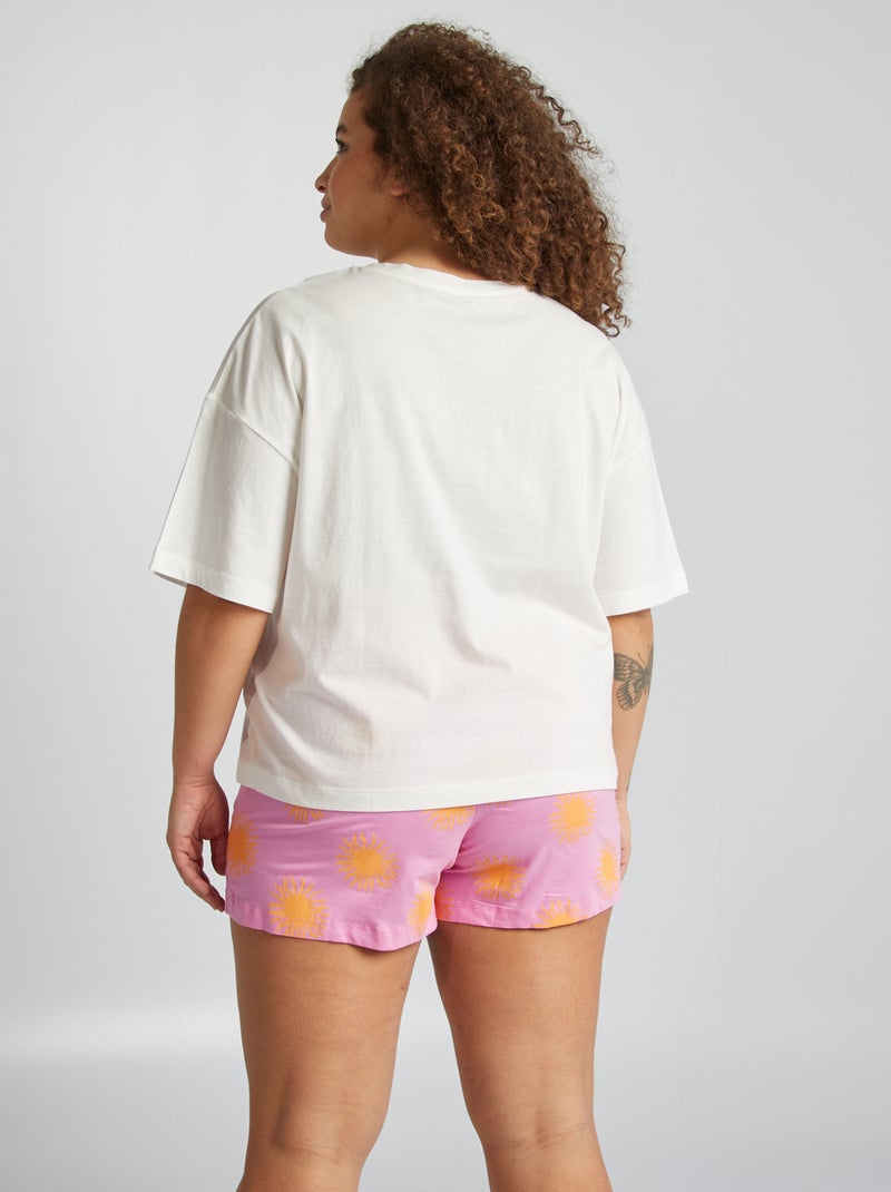 Pyjama court t-shirt + short - 2 pièces Rose - Kiabi