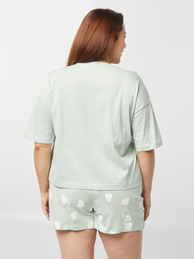 Pyjama court t-shirt + short - 2 pièces Vert - Kiabi