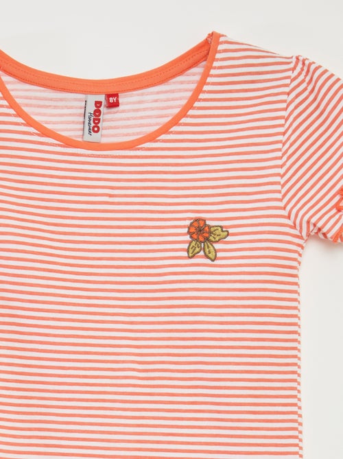 Pyjama court t-shirt + short avec rayures - 2 pièces - Kiabi