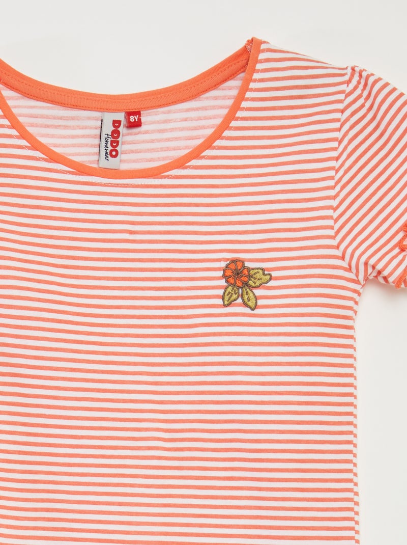 Pyjama court t-shirt + short avec rayures - 2 pièces ORANGE - Kiabi