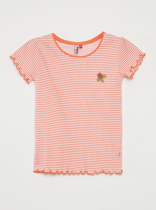 Pyjama court t-shirt + short avec rayures - 2 pièces - Kiabi