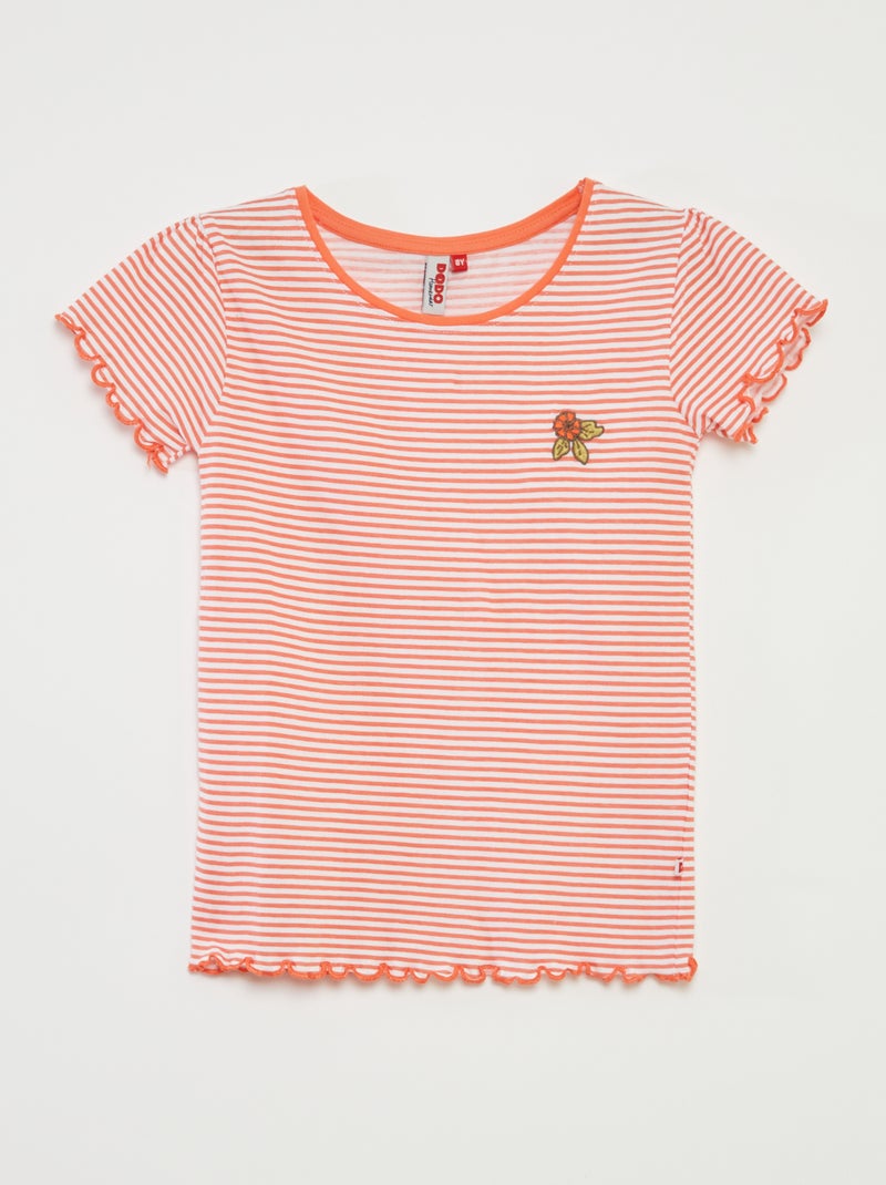 Pyjama court t-shirt + short avec rayures - 2 pièces ORANGE - Kiabi