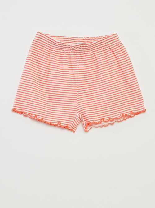 Pyjama court t-shirt + short avec rayures - 2 pièces - Kiabi