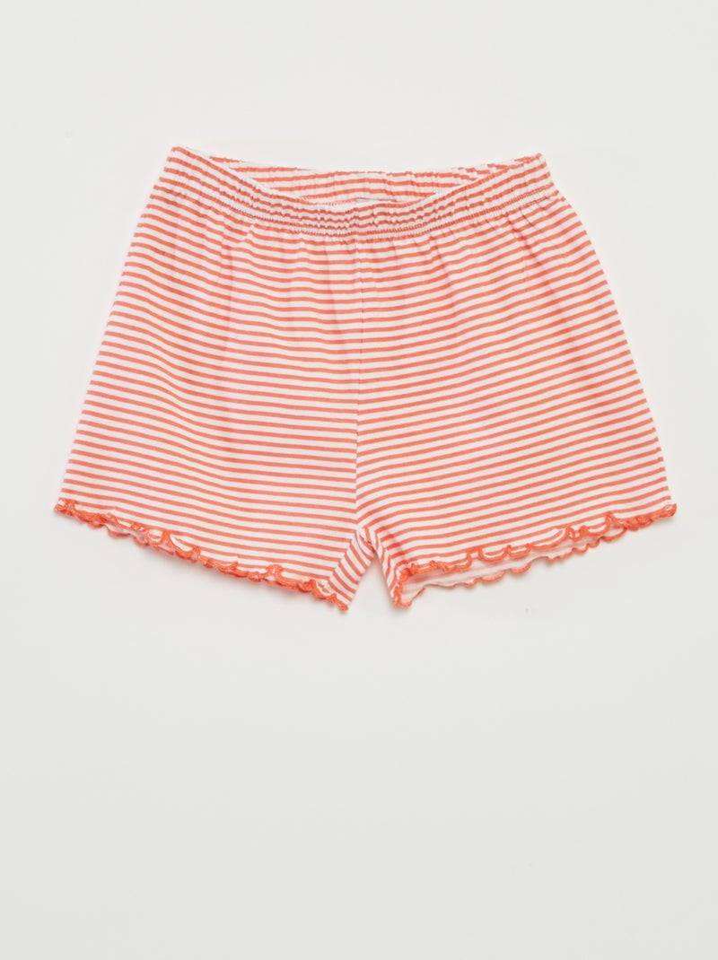 Pyjama court t-shirt + short avec rayures - 2 pièces ORANGE - Kiabi